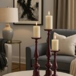 Gürgen Ağacından Noir Compact Şamdan Seti Bordo – 3’lü